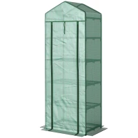 Outsunny Mini-Kas voor Bloemen of Groente, Staal, Kunststof, 69L x 49B x 193H cm, Groen(m-10)