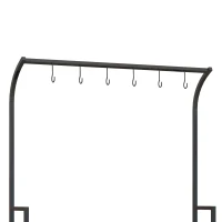 Outsunny Bloemenstandaard, 3 niveaus, 6 haken, voor binnen en buiten, metalen frame, 170H x 110L x 50B cm, zwart(m-9)