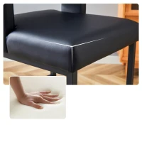 Lot de 2 tabourets de bar nordiques, design carré moderne, imperméable et facile à nettoyer, 48x53.3x91.4 cm, Noir+Doré(m-6)