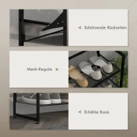 HOMCOM Schoenenrek Schoenenrek, 5 Planken, 72 cm x 30 cm x 102 cm, Zwart(m-7)