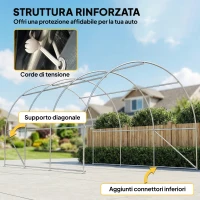 Outsunny Tendone da Giardino per Auto e Attrezzi con Ingresso a Cerniera, Picchetti e Funi, 500x300x240 cm(m-6)