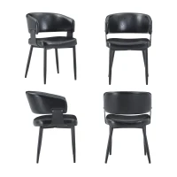 Lot de 2 chaises de salle à manger style mid-century, design tonneau, haute densité ergonomique, 46.5x48x77.3 cm, Noir(m-10)