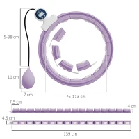 SPORTNOW Hula hoop cerceau avec picots de massage ajustable 76-113 cm de tour de taille 16 segments amovibles 139x4,5cm violet(m-3)