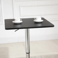 HOMCOM In hoogte verstelbare bartafel, 360° draaibaar, krasbestendige voeten, stabiele metalen basis, Zwart/Zilver(m-7)