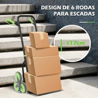 DURHAND Carrinho de Carga Dobrável para Escadas com 6 Rodas, 120 kg, Portátil, Verde(m-5)