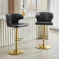 Lot de 2 tabourets de bar avec dossier, réglables en hauteur et pivotants 360°, 49.7x45x110 cm, Noir(m-1)