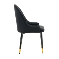 Lot de 2 chaises de salle à manger, dossier motif éclair stylé, déperlante et facile d'entretien, 47.3x44x91 cm, Noir(m-9)