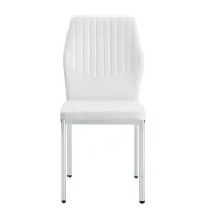 Lot de 4 chaises de salle à manger, style léger-luxe, patins antidérapants, 43x42.6x93 cm, Blanc+Argent(m-2)