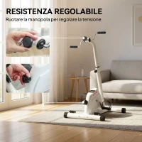 SPORTNOW Cyclette per Riabilitazione Braccia e Gambe con Altezza e Resistenza Regolabili, Display LCD, Bianco(m-4)