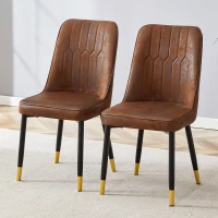 Lot de 2 chaises de salle à manger modernes, assise rembourrée, embouts antidérapants, 43x41.5x89 cm, Marron+Noir(m-4)