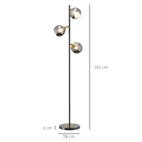 HOMCOM Tree Floor Lamp for Living Room Bedroom with 3 Light, Modern Standing Lamp, (Bulb not Included), 162cm, Grey(m-3)