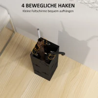 HOMCOM Metalen Paraplustandaard, 4 Haken, Wolk- en Paraplumotief, Druipbak, Zwart(m-5)