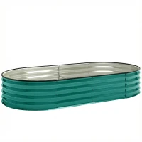 Outsunny Galvanised Raised Garden Bed, Metal Planter Box with Safety Edging, for Flowers, Herbs, Succulents, Light Green(m-1)