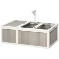 PawHut Maison enclos cage pour petit animal tortue avec 2 espaces dim. 91,5L x 61l x 33H cm - bois de sapin(m-11)