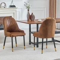 Lot de 2 chaises de salle à manger, dossier motif éclair stylé, déperlante et facile d'entretien, 47.3x44x91 cm, Marron+Noir(m-4)