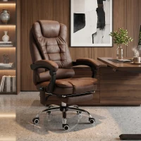 Vinsetto Massagebureaustoel met Lig- & Verwarmingsfunctie, Draaibaar, Ergonomisch, tot 120 kg, Bruin(m-2)