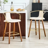 Lot de 2 tabourets de bar avec accoudoirs, design scandinave élégant, assise rembourrée, 54,7x44x88 cm, Blanc(m-1)