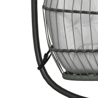 Outsunny Hanging Egg Chair, Indoor Outdoor Hammock Swing Chair with Stand, Safety Strap, Foldable Basket, Dark/Light Grey(m-12)