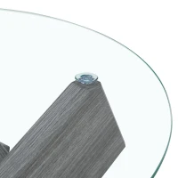 Table basse ronde, design moderne, facile à nettoyer et stable, 79x79x45 cm, Transparent(m-6)