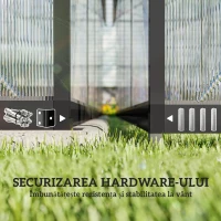 Outsunny Seră pentru grădină din policarbonat și aluminiu cu ușă batantă și 2 ferestre reglabile, 304x247x205 cm, negru(m-5)