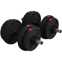 SPORTNOW Haltères 2 en 1 réglables, haltères libres avec poignées antidérapantes, 15KG - Barres incluses