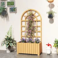 Outsunny Floreira com Treliça de Madeira para Plantas Trepadeiras com Orifícios de Drenagem Floreira Elevada 60x30x120 cm Madeira(m-10)