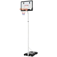 SPORTNOW Canasta de Baloncesto con Ruedas Altura Ajustable 245-305 cm y Base Rellenable para Exterior 90x83x360cm Blanco(m-12)