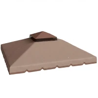 Outsunny Toldo de Substituição 3x3 m com Teto Duplo Orifícios de Drenagem e UPF 30+ Apenas Toldo NÃO Inclui Estrutura Caqui(m-11)