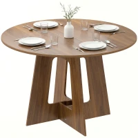 HOMCOM Table à manger ronde pour 4 personnes, Ø 110 x 73,5 cm, table de cuisine avec base croisée, marron(m-16)