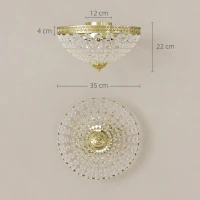 HOMCOM Crystal Chandelier Ceiling Light with 168 Octagonal Beads, Vintage 2-Light Flush Mount Ceiling Light for Living Room, Bedroom, Hallway, Dining Room, Gold Tone(m-3)