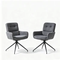 Chaise pivotante de salle, manger style luxe léger européen, lot de 2, patins antidérapants, 55x50x85 cm, Gris foncé(m-2)