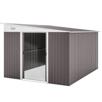 Outsunny Casetta da Giardino con Porta Scorrevole, in Acciaio, 345x280.5x169-201cm, Grigio(m-10)