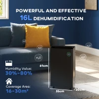 HOMCOM 5500mL Portable Dehumidifier with Air Purifier, UVC, Ioniser, 24H Timer, 5 Modes, 16L/Day, for Home Laundry, Black(m-3)