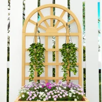 Outsunny Floreira com Treliça de Madeira para Plantas Trepadeiras com Orifícios de Drenagem Floreira Elevada 60x30x120 cm Madeira(m-8)