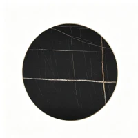 Table d'appoint ronde, plateau anti-rayures facile à nettoyer, 60x60x74 cm, Noir(m-6)