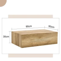 Table basse rectangulaire, style Luxury moderne compatible, pieds antidérapants en silicone, 90x50x30 cm, Couleur naturelle(m-3)