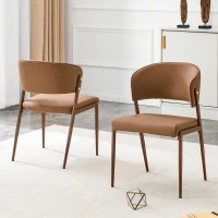 Chaise de salle à manger moderne rembourrée, design épuré, dossier ergonomique, 51x49x78 cm, Marron(m-1)