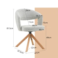 Lot de 2 chaises pivotantes rétro-luxe, patins feutre antidérapants, rotation 360° silencieuse, 47x47.5x81.5 cm, Couleur naturelle(m-3)