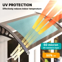 Outsunny Front Door Canopy Outdoor Awning Aluminium Rigid Plastic Polycarbonate Rain Shelter UV Water Rain Resistant 120 x 75cm Brown(m-4)