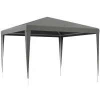 Outsunny Tonnelle de jardin 3 x 3 m, barnum tente de réception Structure en acier, tissu PE pour fêtes et mariages, gris(m-11)