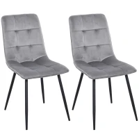 HOMCOM set van 2 eetkamerstoel keukenstoel eettafel schuimstof metaal grijs + zwart 45 x 63 x 90 cm(m-11)