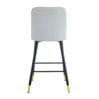 Lot de 2 tabourets de bar, design moderne, repose-pieds et renfort croisé, 42x45x100 cm, Gris clair(m-12)