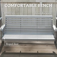 Outsunny Three-Seater Wooden Swing Bench, Dark Grey(m-7)