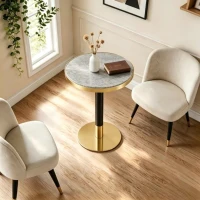 Table d'appoint ronde, plateau anti-rayures facile à nettoyer, 60x60x74 cm, Gris(m-4)