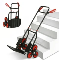 Durhand Carrello Portapacchi Pieghevole 120 kg max con Maniglia Estraibile, 44 x 38 x 106.5 cm, Rosso e Nero(m-1)