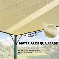 Outsunny Pérgola 390x2 para Jardim com Desenho de Lâminas Superiores Giratórias até 135° Proteção UV 50+ para Pátio Terraço Creme(m-5)