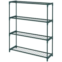 Outsunny Soporte para Macetas de 4 Niveles con Estructura de Acero para Jardín Patio 89x28x107 cm Verde Oscuro(m-1)