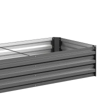 Outsunny Verhoogde Plantenbak, Tuinbed, Kruidentuin, weerbestendig, open bodem, 240 x 60 x 30 cm, Donkergrijs(m-11)