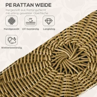 Outsunny Lounge-Set Rattan Zitgroep, Buitenmeubelset in Boho-stijl, 5-delig, 145 x 70 x 78 cm, Crème + Natuur + Zwart(m-4)