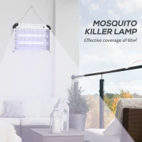 Outsunny Electric Fly Zapper, 20W Electric Fly Killer, Wall Hanging Bug Zapper Indoor & Outdoor Attracting Insect Mosquito Killer, Silver Tone(m-4)